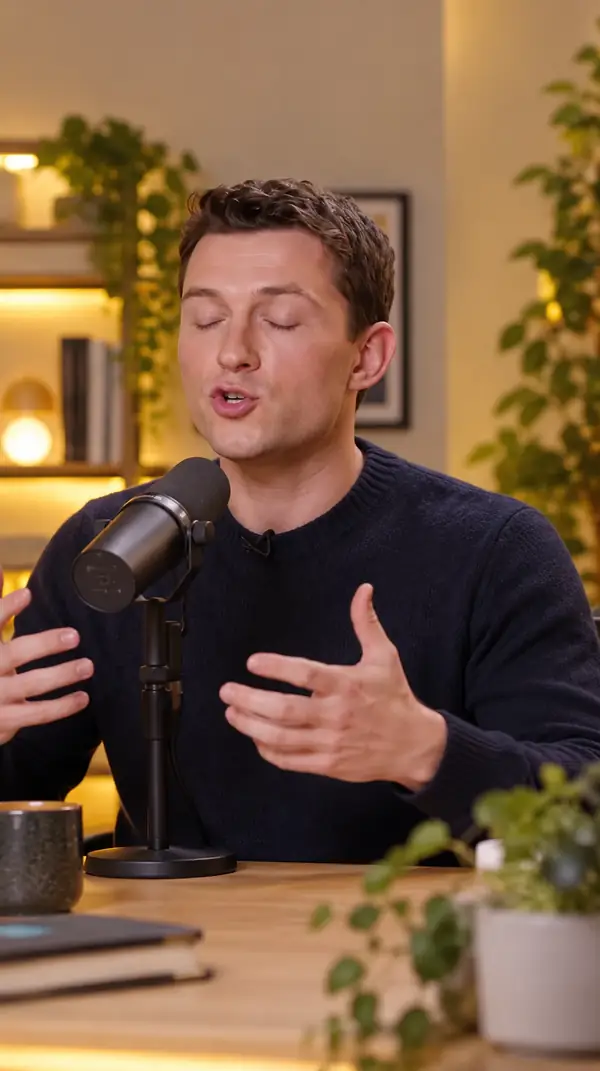 A creator records a spoken clip for a vertical video.