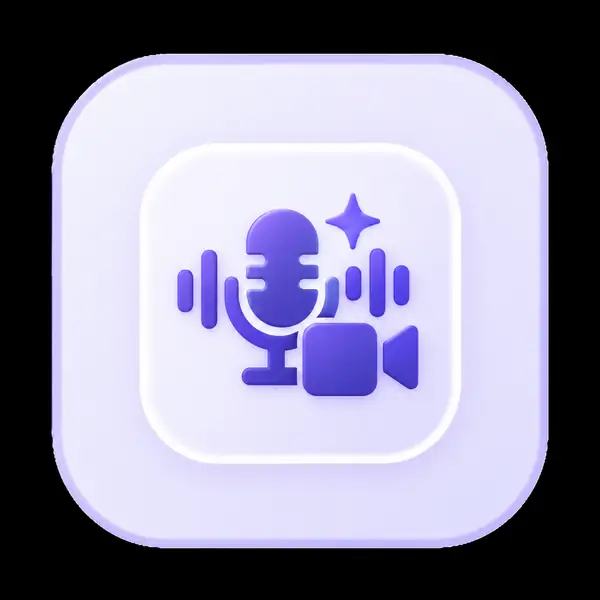 A small purple audio-and-video icon on a pale tile.