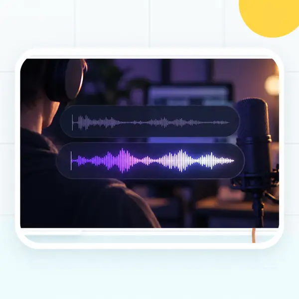 An illustrated audio interface comparing the original voice with a revised recording.