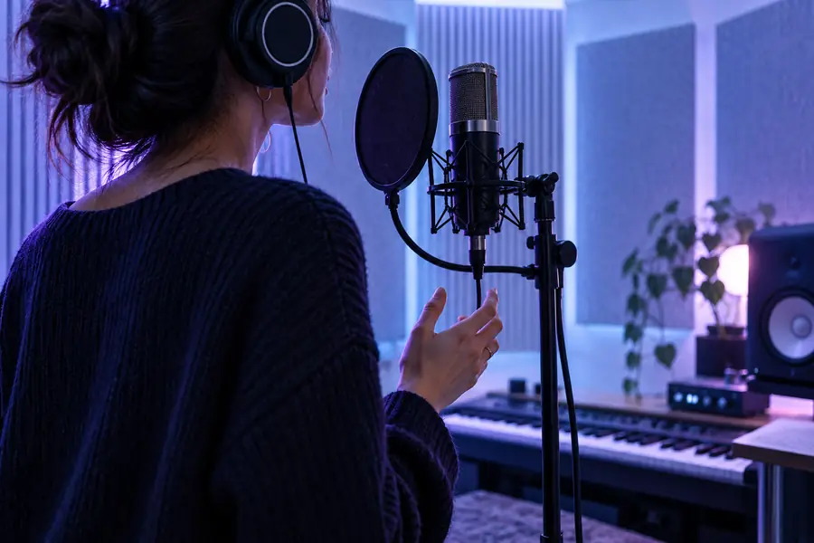 Illustration associated with reviewing an enhanced singing vocal